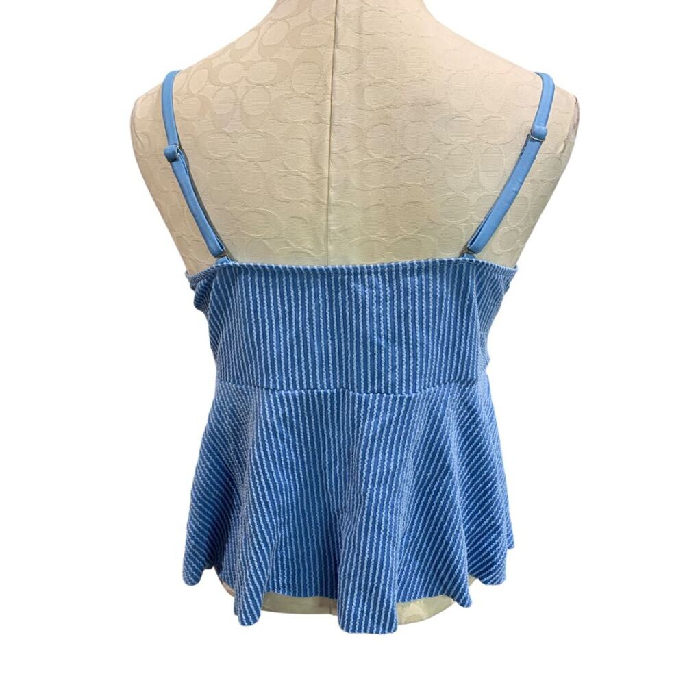 Size 3XL Womens Blue Ribbed Swim Top Padded  Adjustable Strap Bathing Suit - Picture 5 of 8